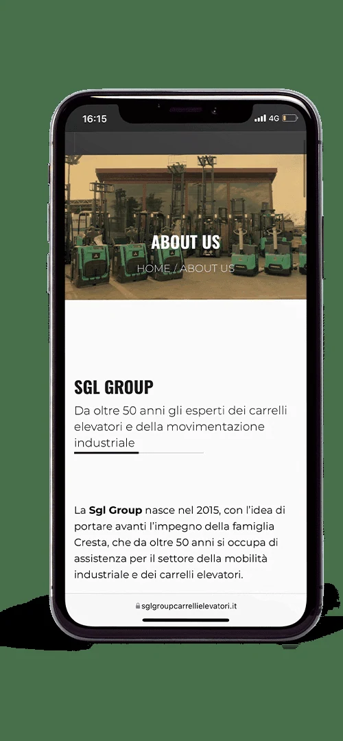 Versione mobile sito SGL Group