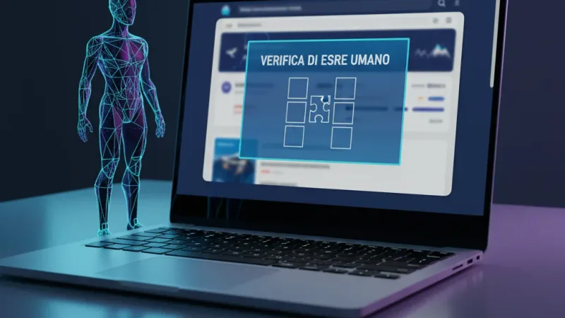 Agente AI davanti a un muro digitale che blocca l’accesso a un sito web