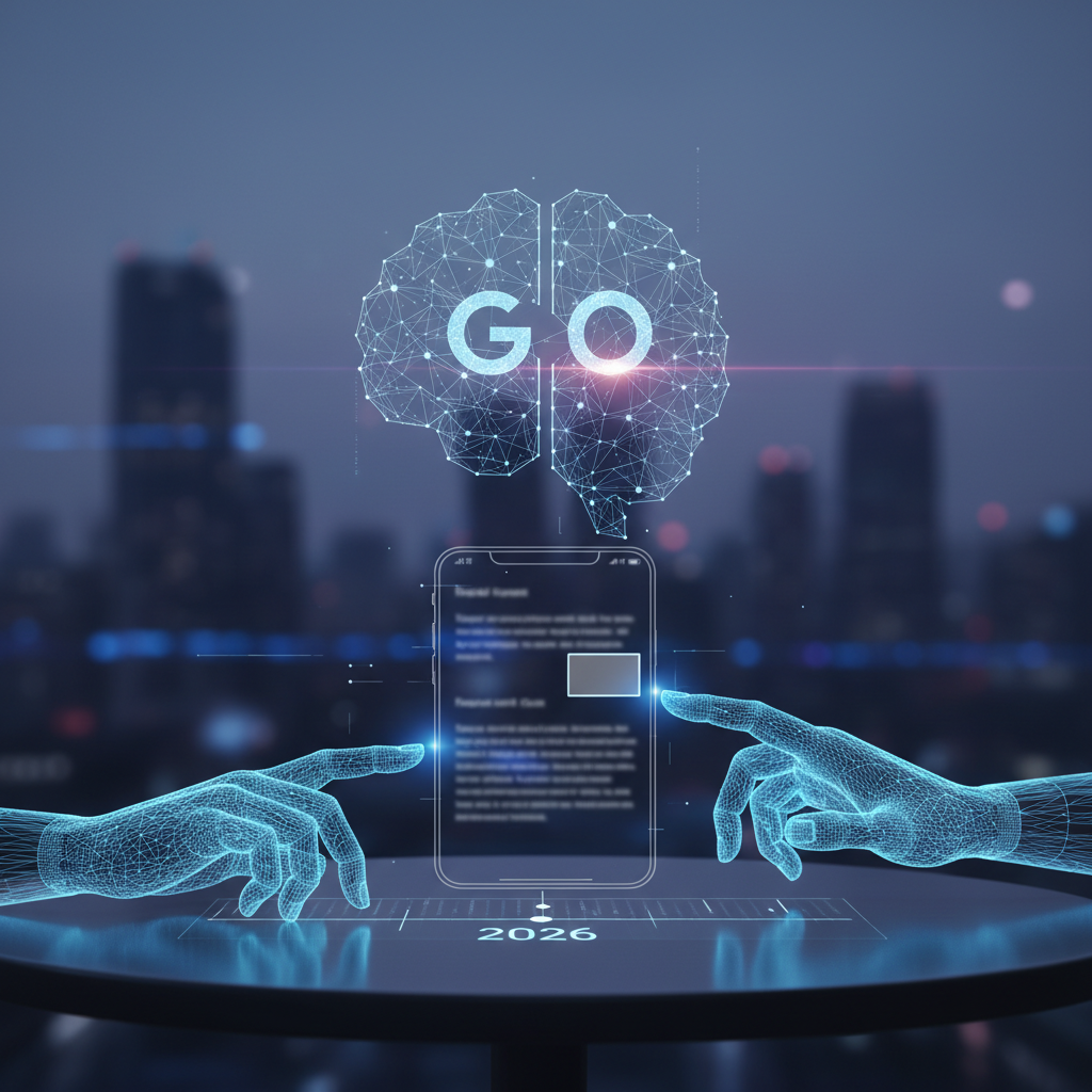 Imprenditrice osserva annunci ChatGPT e pubblicità nelle Google AI Overviews su uno schermo