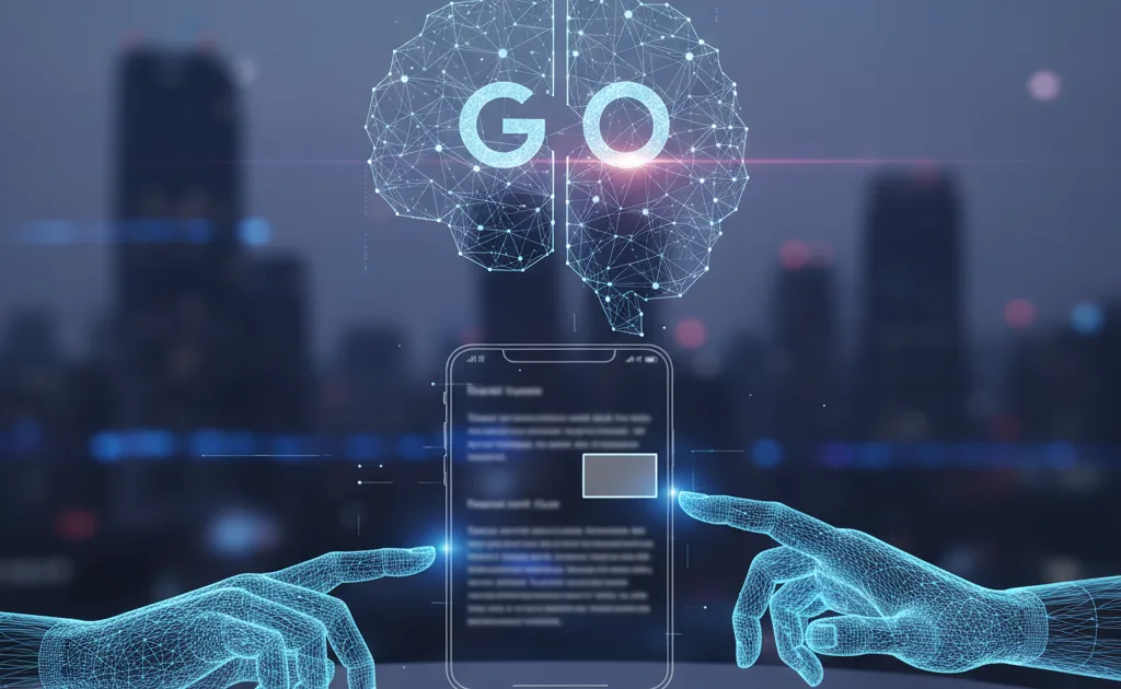 Imprenditrice osserva annunci ChatGPT e pubblicità nelle Google AI Overviews su uno schermo