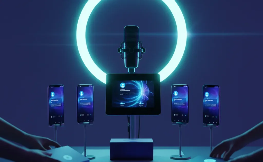 Ghost creator lavora al computer dietro le quinte, creando contenuti destinati alla pubblicazione online
