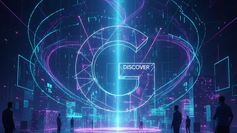 Schermo desktop con feed Google Discover e grafico sul primo core update del 2026