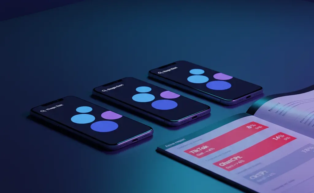 Giovane della Gen Z confronta TikTok, Google e ChatGPT sullo smartphone per cercare informazioni nel 2026