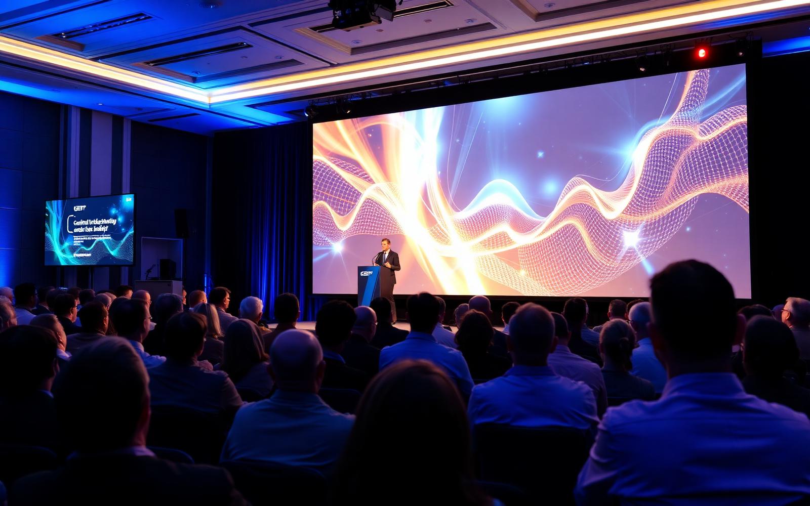 Keynote WMD Event con maxi-schermo LED e platea di professionisti