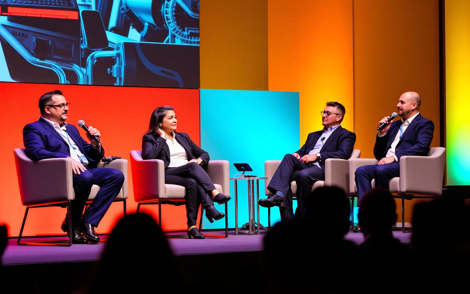 Panel di discussione sul palco del WMD Event con esperti di metrologia